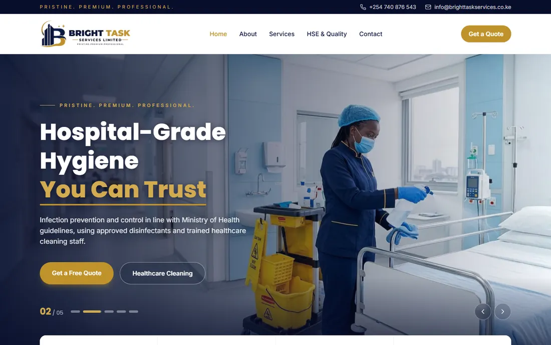 Bright Task Services website on desktop