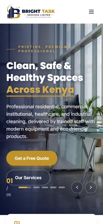 Bright Task Services website on mobile